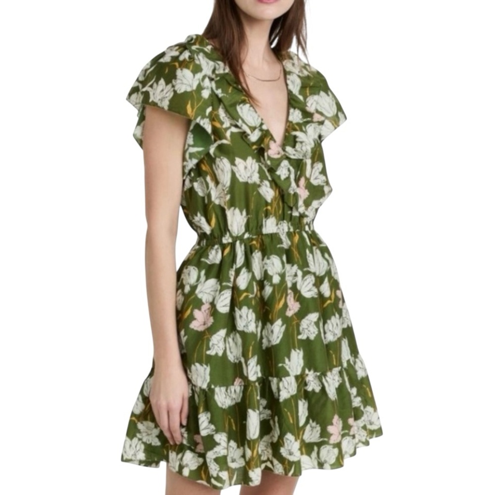 Trovata Olive Floral Ruffle Mini Dress
